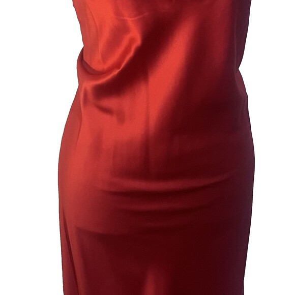 Women's Maxi Slip‎ Dress XXL Red Liquid Satin Lace Fairy Hollywood Glam - Picture 3 of 7